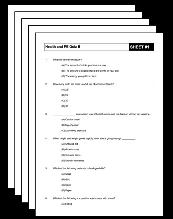 Personalized quiz sheets